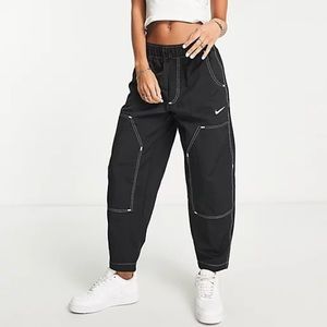 Nike Swoosh woven high-waisted panelled pants in black